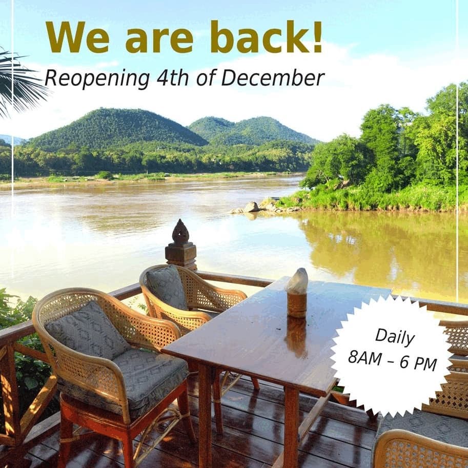 We are back! ✨ From Saturday 4th of December 2021 you can once again enjoy delicious meals and refreshing beverages at your favorite table at the tip of the peninsula 💛 Come join us, we'll be open daily from 8am to 6pm.

#mekongriverviewhotel #viewpointrestaurant #luangprabang #bestview #happyday #reopening